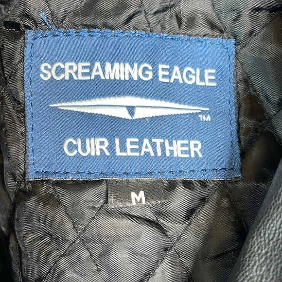 SCREAMING EAGLE Leather Motorcycle Jacket Black Tied Waist Removable Lining M - Picture 9 of 14